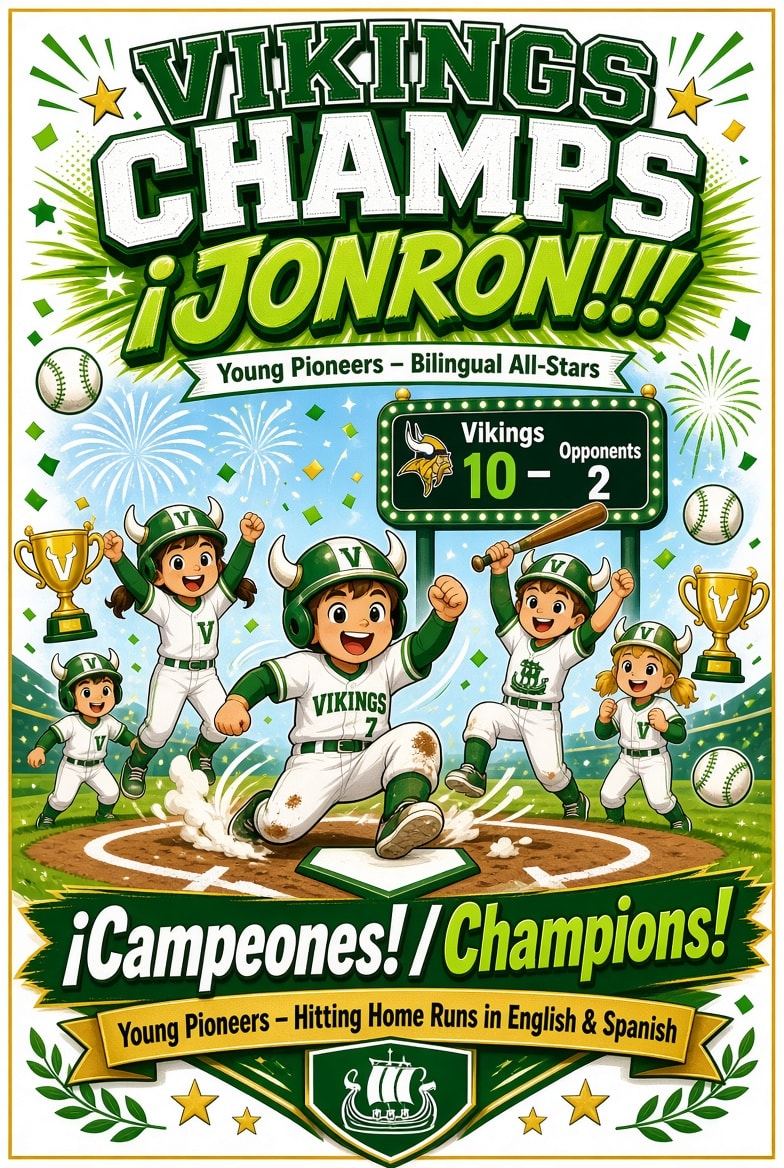 Vikings Champs — ¡Jonrón! Young Pioneers Bilingual All-Stars Champions